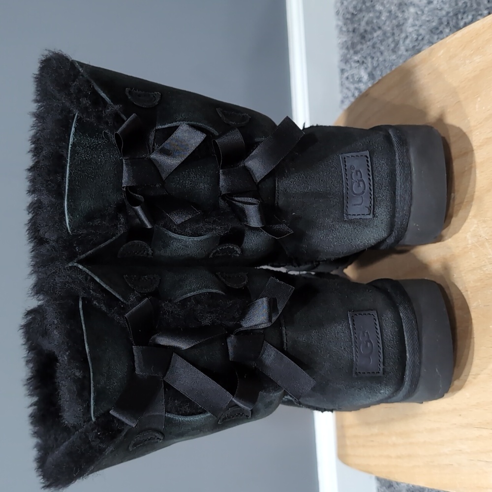 UGG Black Bow Back Shearling Boots
